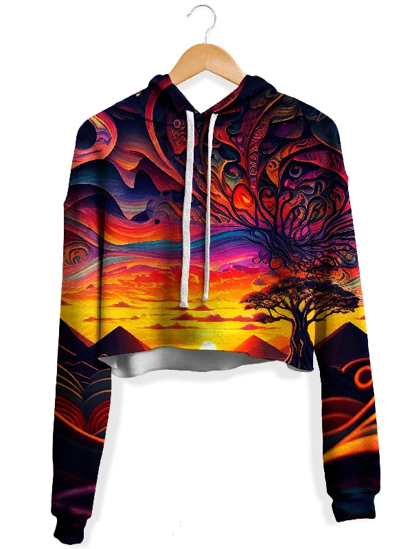 Women's graphic - printed sweatshirt featuring floral patterns for a feminine touchAcid Sunset Fleece Crop Hoodie Women's graphic - printed sweatshirt featuring floral patterns for a feminine touchAcid Sunset Fleece Crop Hoodie