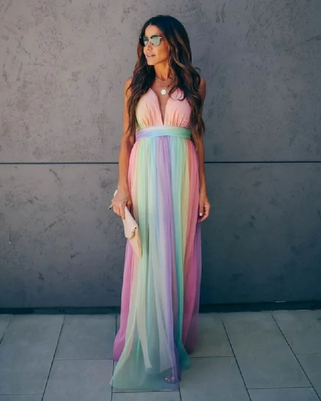 Maxi dresses with a button - down front for a classic lookFashionSierra - Spring Rainbow Prom Dresses Maxi dresses with a button - down front for a classic lookFashionSierra - Spring Rainbow Prom Dresses