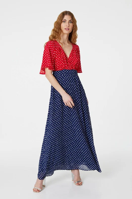 Velvet maxi dresses with long sleeves for winter weddingsPolka Dot Flared Sleeve Maxi Dress Velvet maxi dresses with long sleeves for winter weddingsPolka Dot Flared Sleeve Maxi Dress