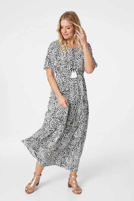 Satin maxi dresses with a high - low hem for a modern twistAnimal Print Tie Front Maxi Dress Satin maxi dresses with a high - low hem for a modern twistAnimal Print Tie Front Maxi Dress