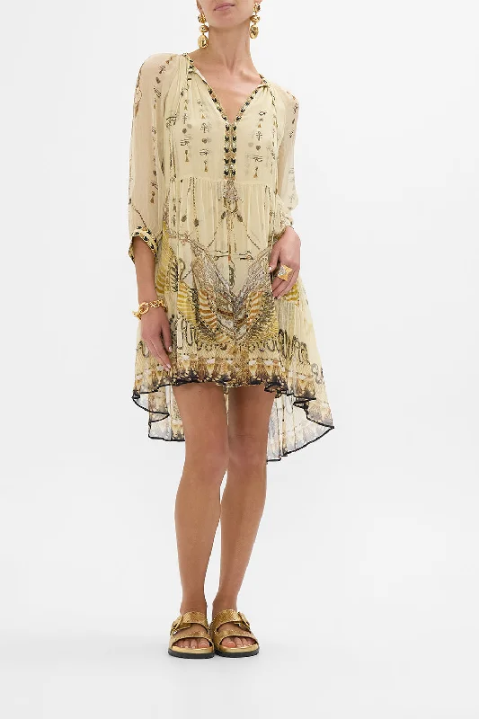 Mini dresses with one - shoulder designsSHORT GATHERED PANEL DRESS GATEWAY TO THE AFTERLIFE