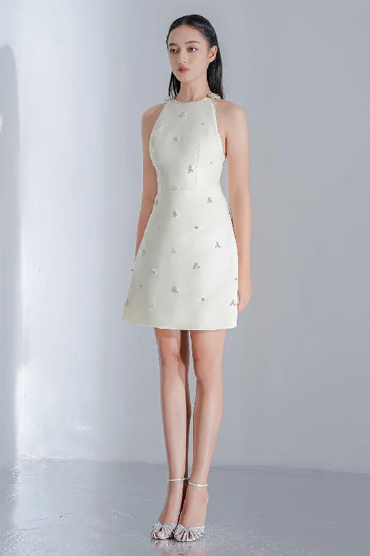 Mini dresses with cut - out details for a trendy lookAlthea A-line Sleeveless Jacquard Mini Dress