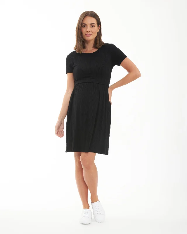 Metallic mini dresses for a glamorous eventRib Crop Top Nursing Dress Black