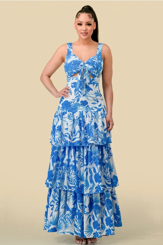 Bodycon dress in a camouflage print​Long Sleeveless Printed Layer Maxi Dress