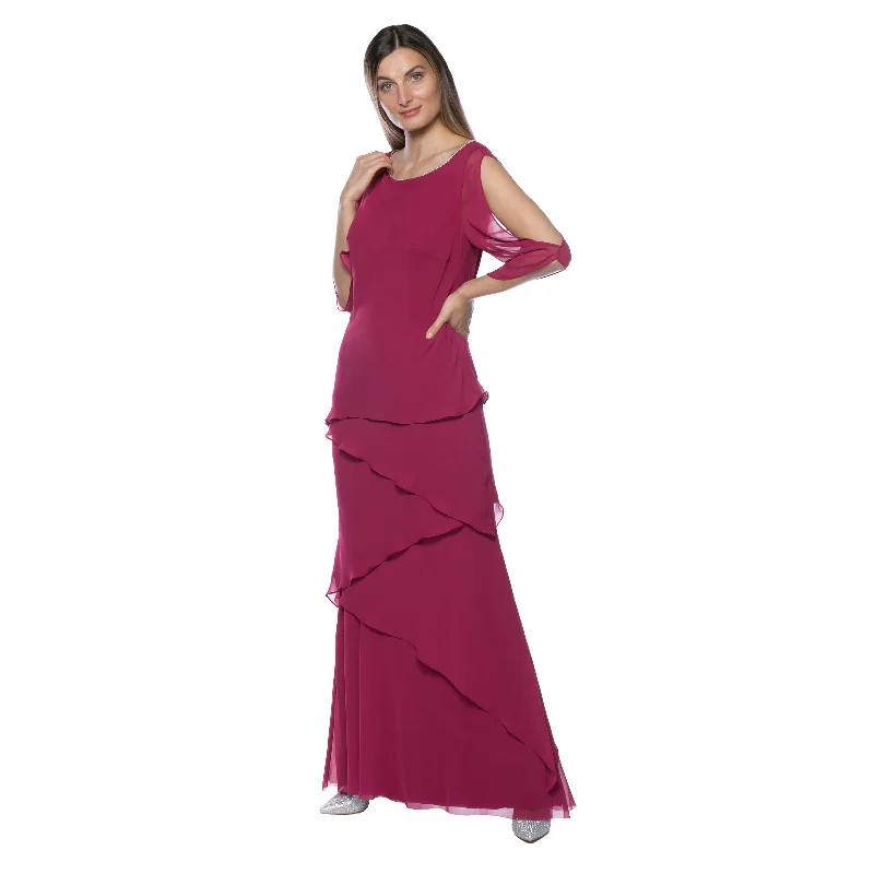 Bodycon dress made of stretchy spandex for comfort​Marina  Long Chiffon Tiered Dress
